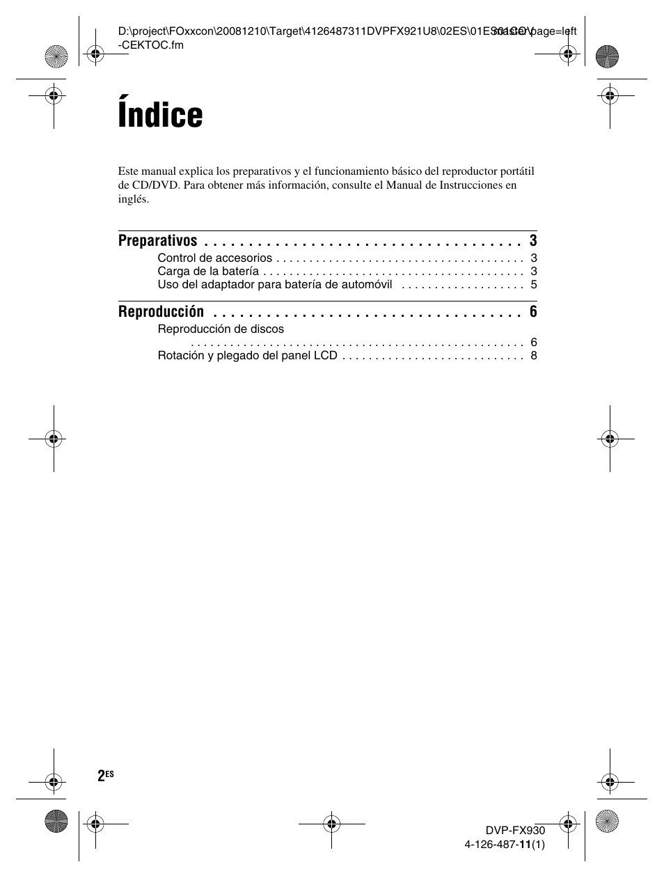 Índice | Sony DVP-FX921 User Manual | Page 32 / 40