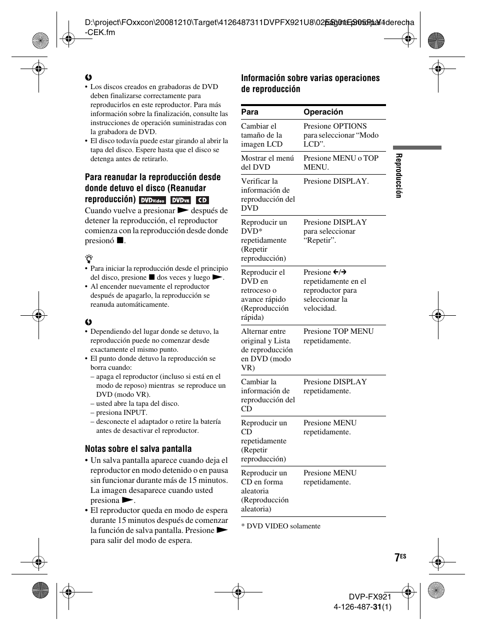 Sony DVP-FX921 User Manual | Page 37 / 40