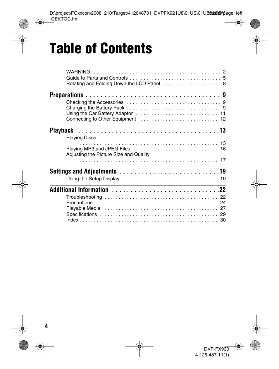 Sony DVP-FX921 User Manual | Page 4 / 40
