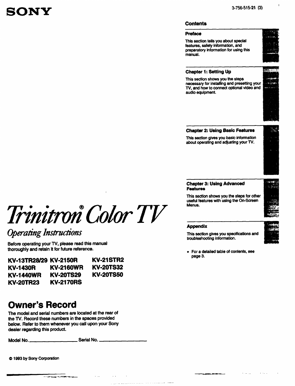 Sony KV-13TR28 User Manual | 48 pages