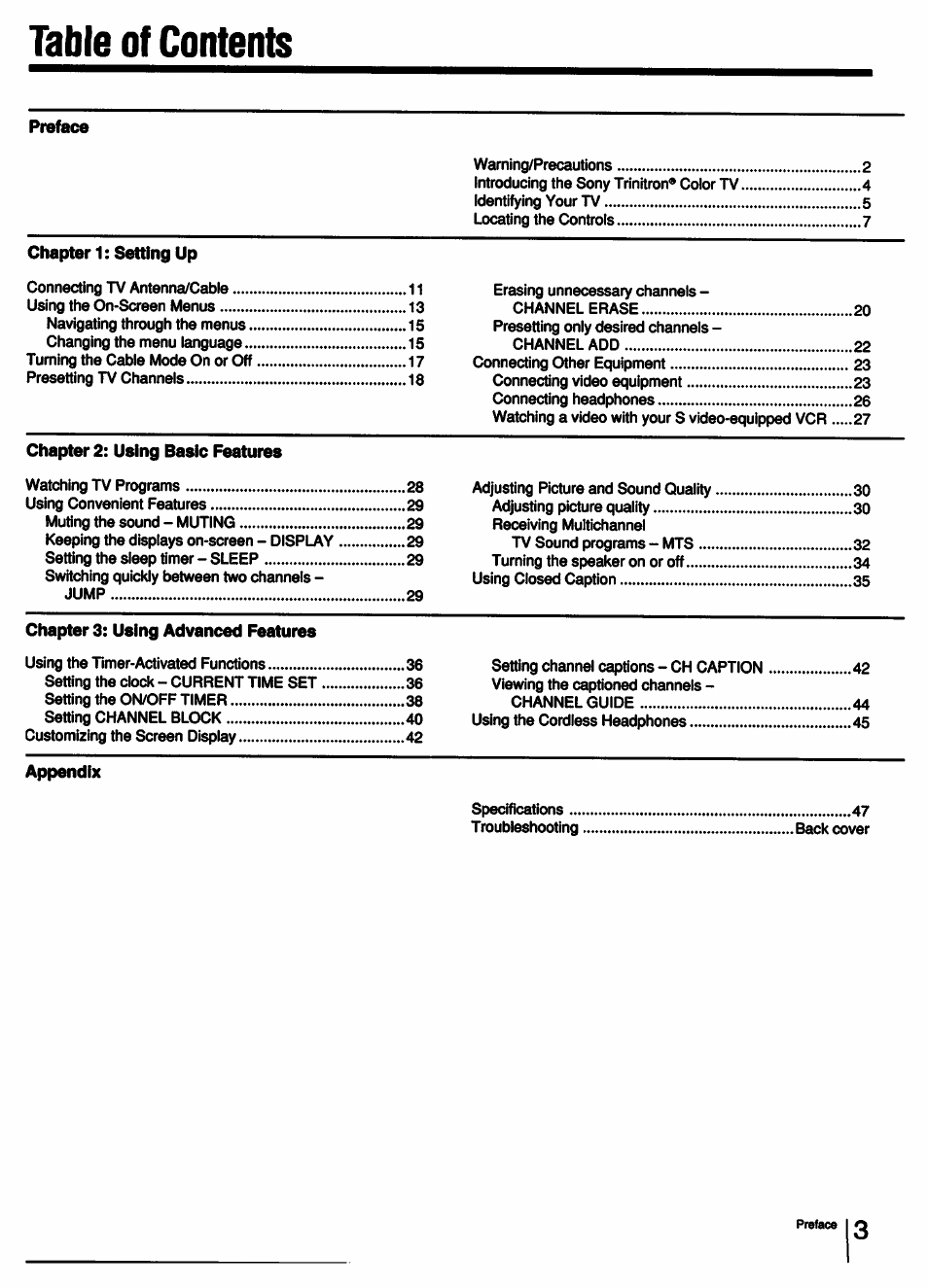 Sony KV-13TR28 User Manual | Page 3 / 48