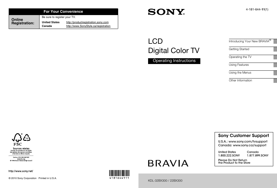 Sony KDL-32BX300 User Manual | 63 pages