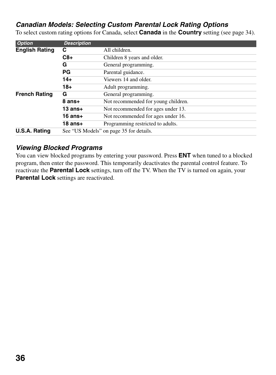 Viewing blocked programs | Sony KDL-32BX300 User Manual | Page 36 / 63