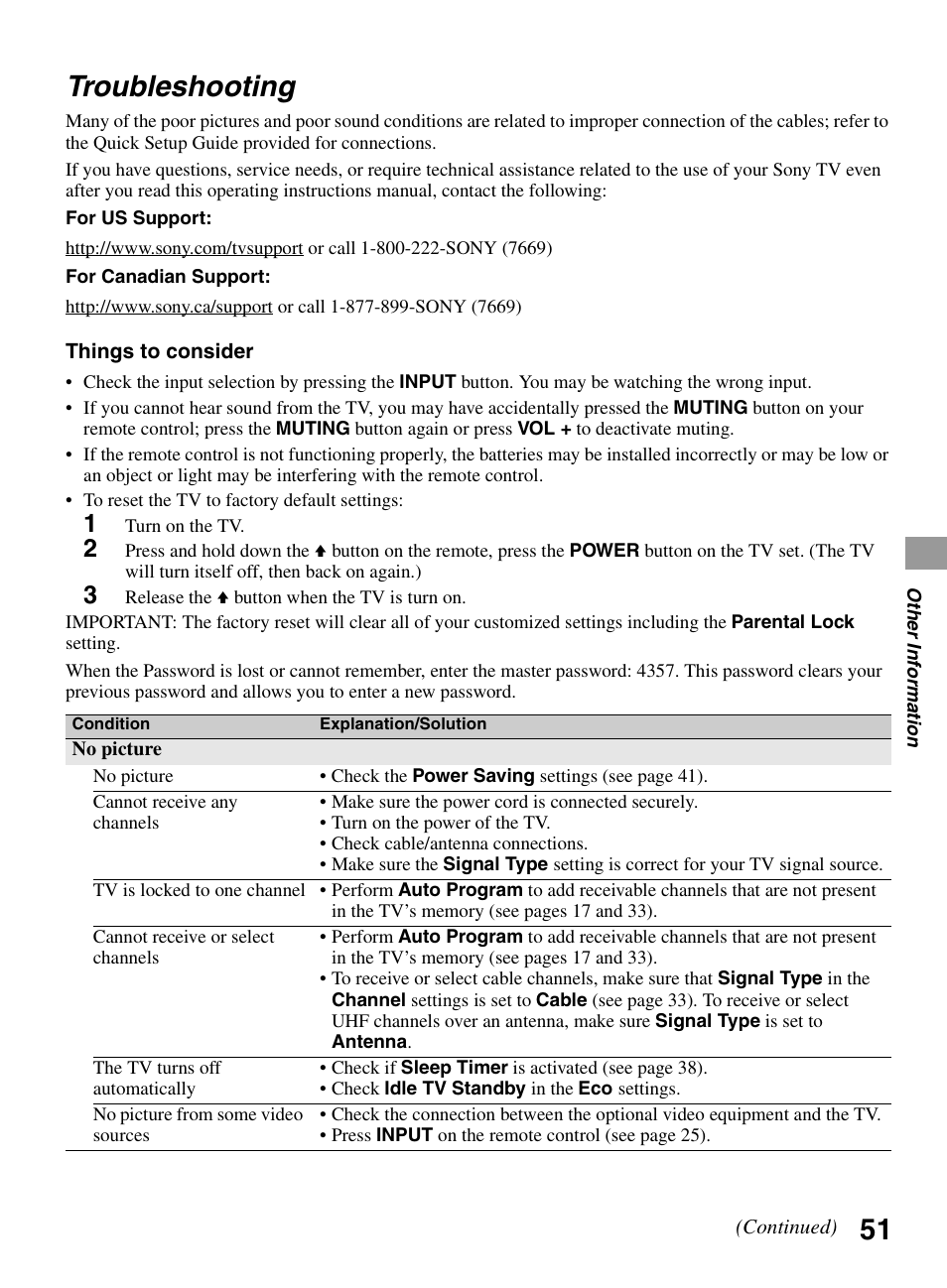 Troubleshooting | Sony KDL-32BX300 User Manual | Page 51 / 63