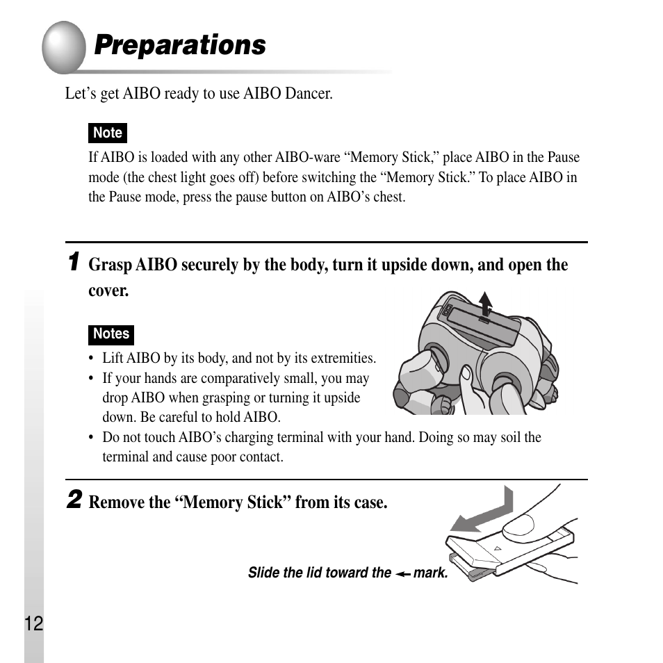 Preparations | Sony ERS-210A User Manual | Page 12 / 32