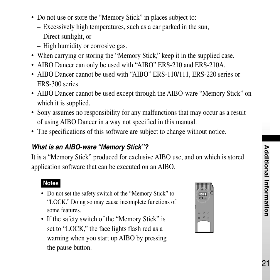 Sony ERS-210A User Manual | Page 21 / 32