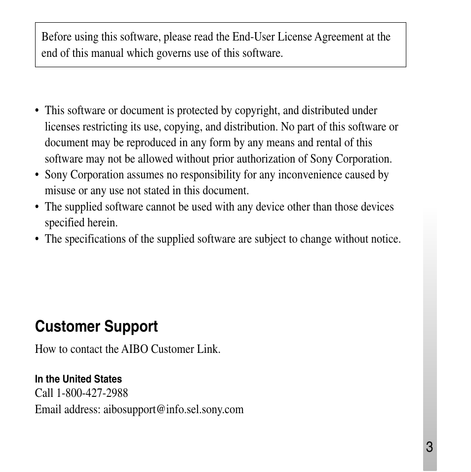 Customer support | Sony ERS-210A User Manual | Page 3 / 32