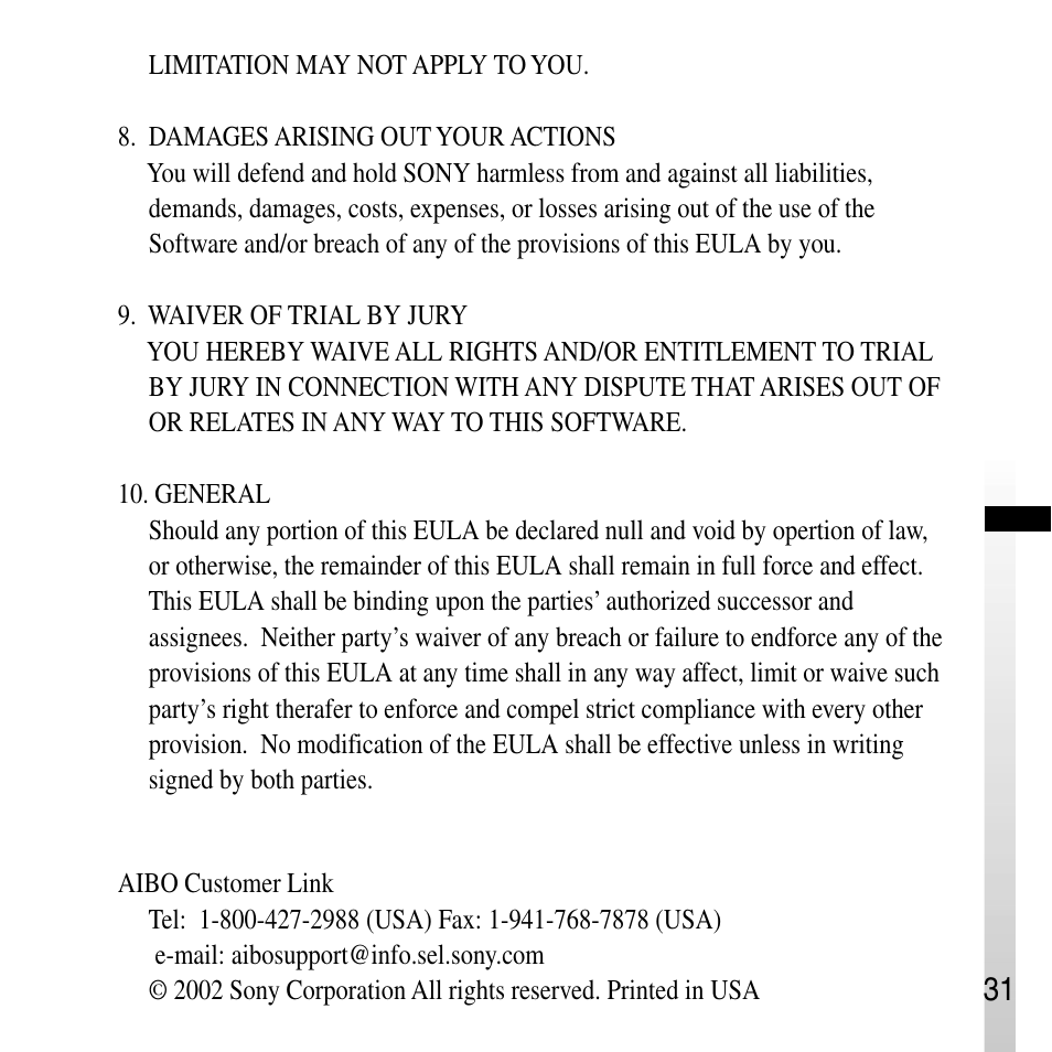 Sony ERS-210A User Manual | Page 31 / 32