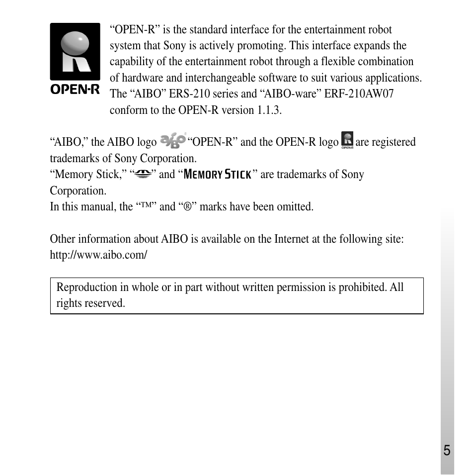 Sony ERS-210A User Manual | Page 5 / 32