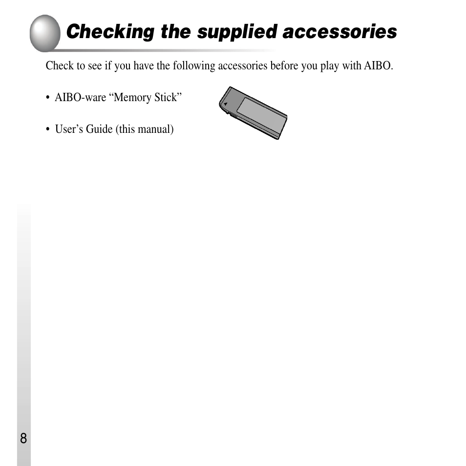 Checking the supplied accessories | Sony ERS-210A User Manual | Page 8 / 32