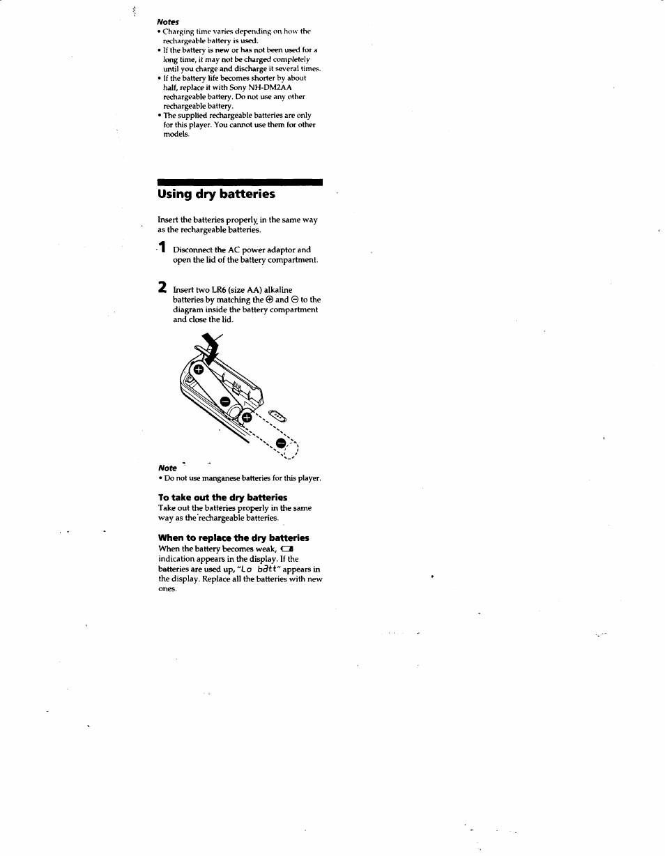 Using dry batteries | Sony D-E705 User Manual | Page 15 / 22