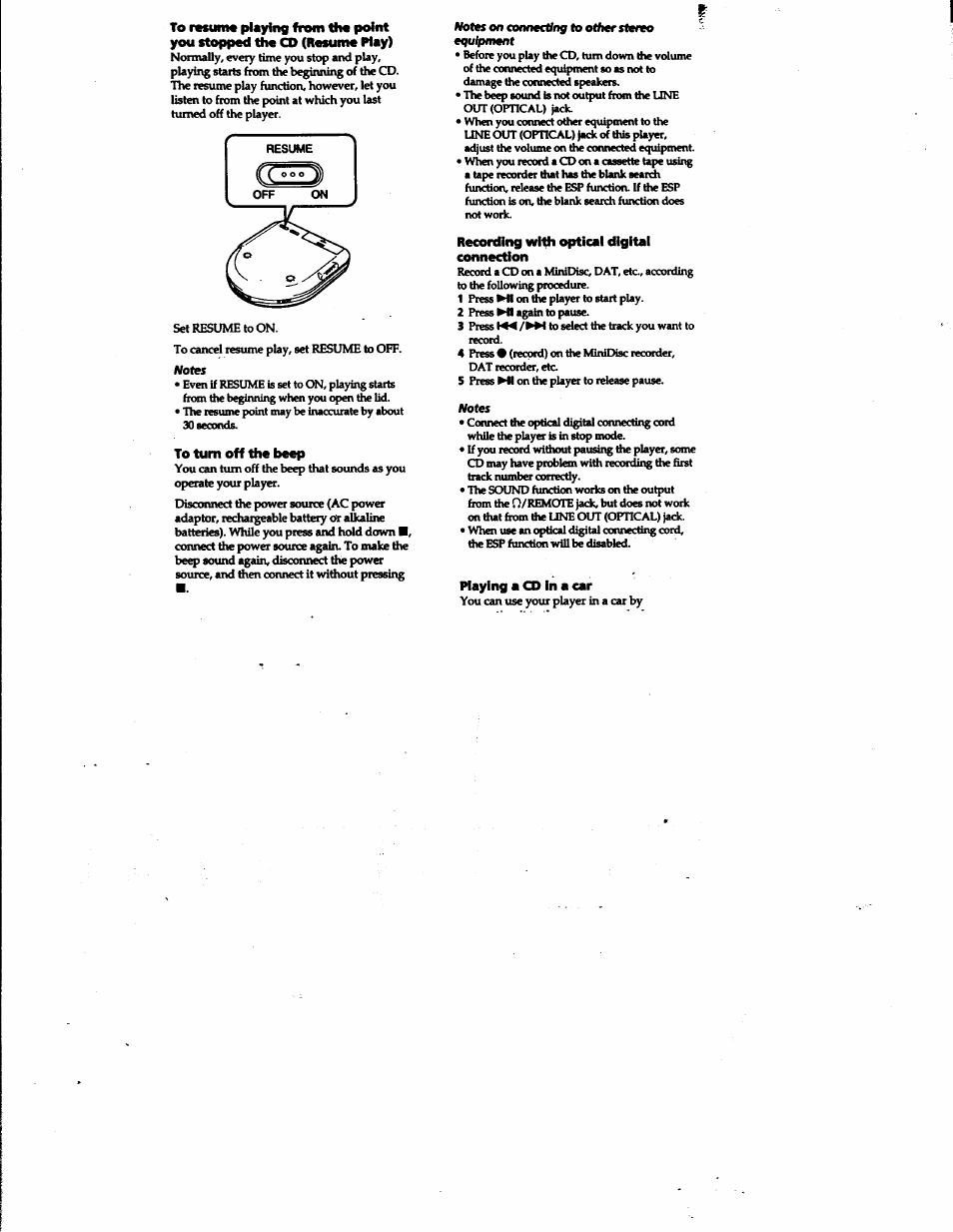 On eonnecdng to other stereo equipment | Sony D-E705 User Manual | Page 9 / 22