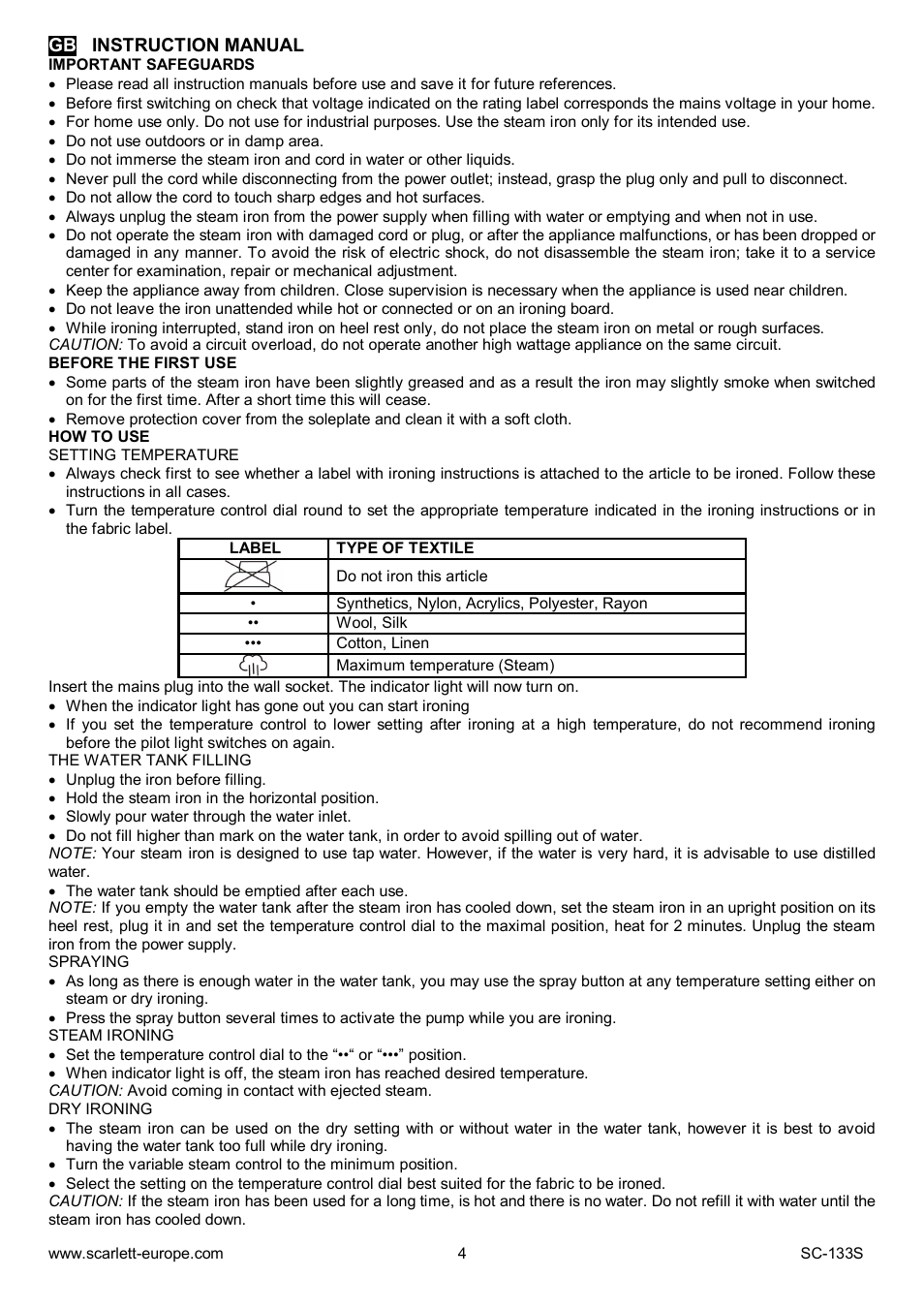 Scarlett SC-133S User Manual | Page 4 / 28