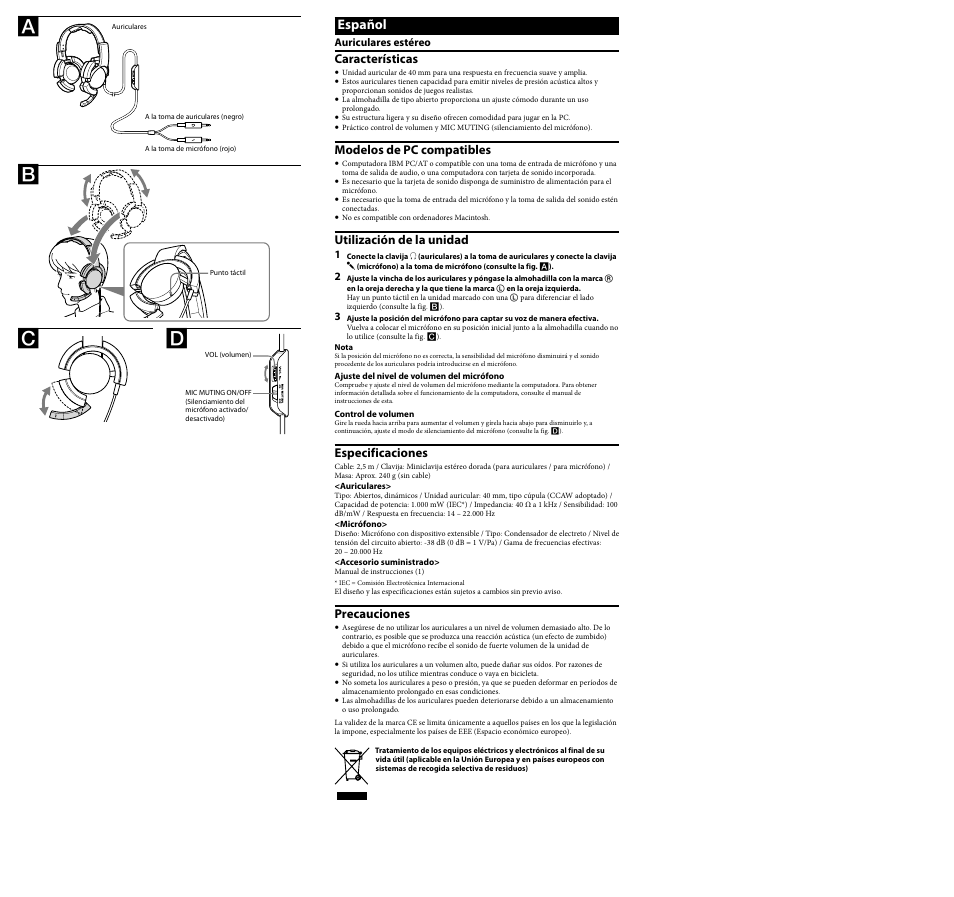 Español | Sony DR-GA200 User Manual | Page 2 / 2