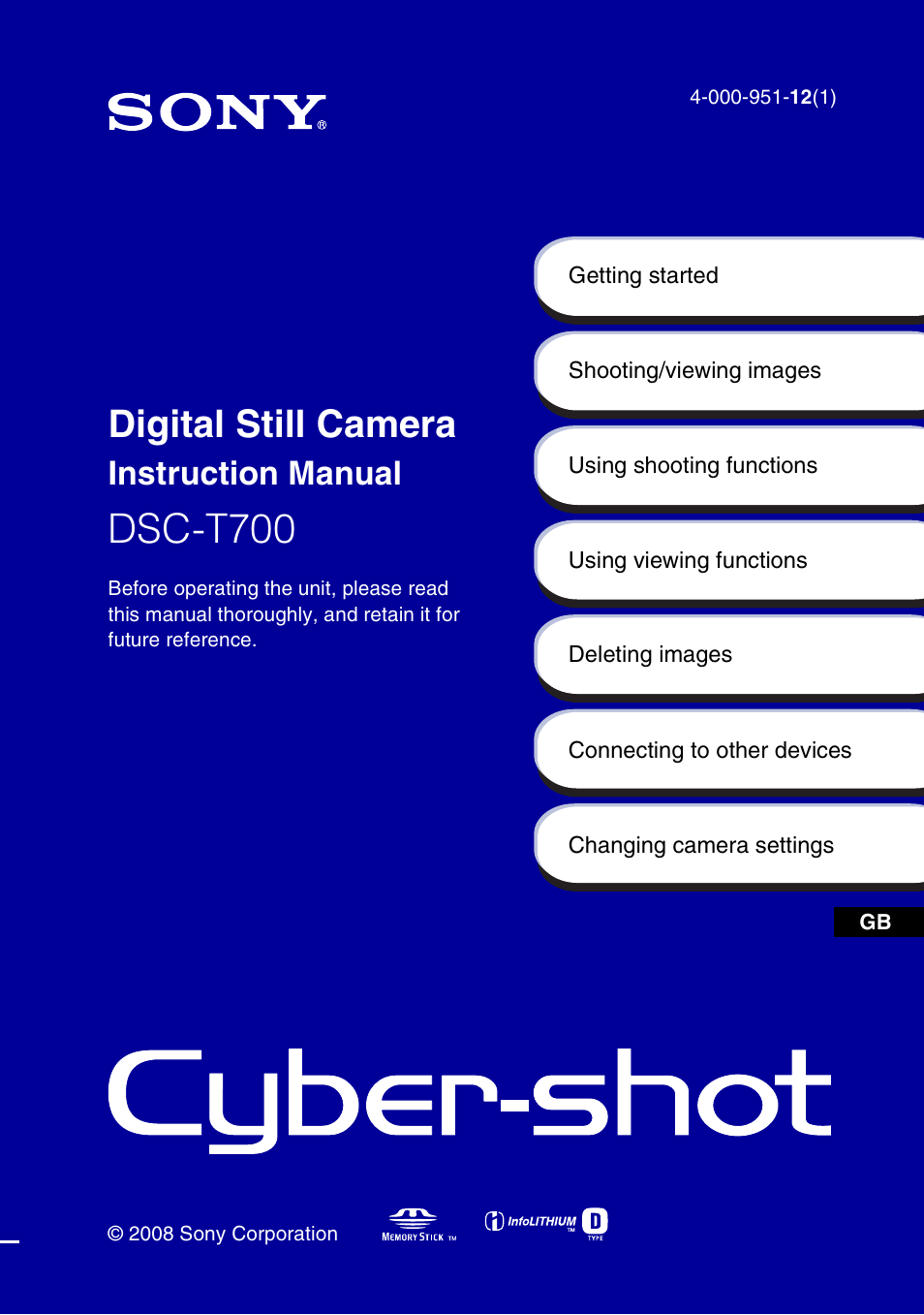 Sony DSC-T700 User Manual | 60 pages