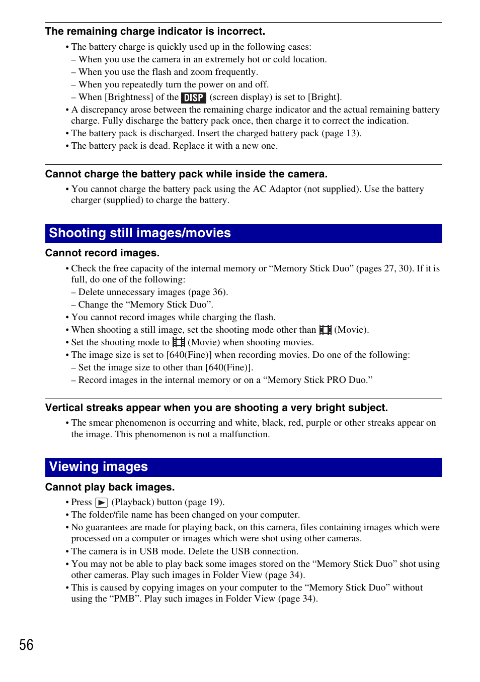 Shooting still images/movies viewing images | Sony DSC-T700 User Manual | Page 56 / 60