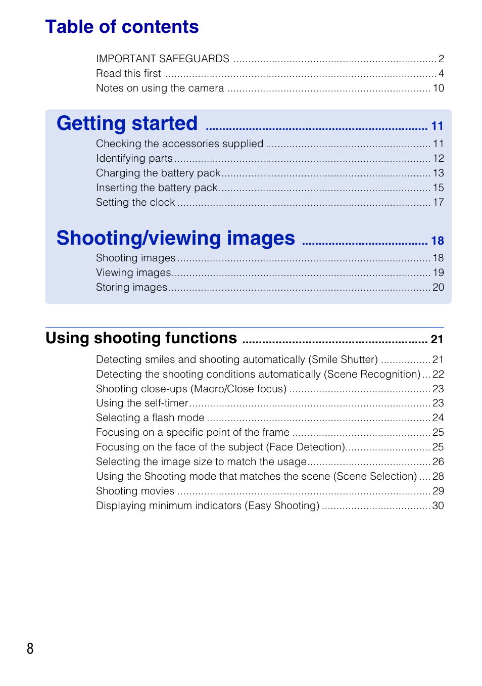 Sony DSC-T700 User Manual | Page 8 / 60