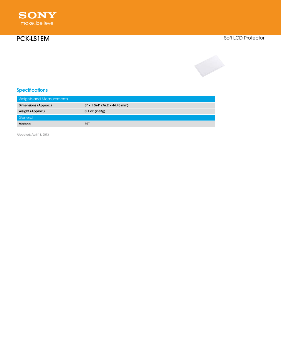 Sony PCK-LS1EM User Manual | 1 page
