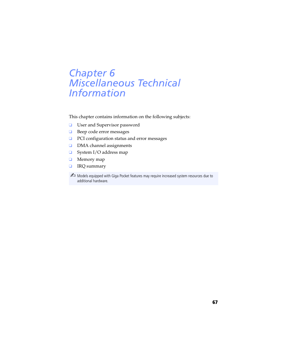 Miscellaneous technical information, Chapter 6 — miscellaneous technical information, Chapter 6 miscellaneous technical information | Sony PCV-RX791 User Manual | Page 79 / 98