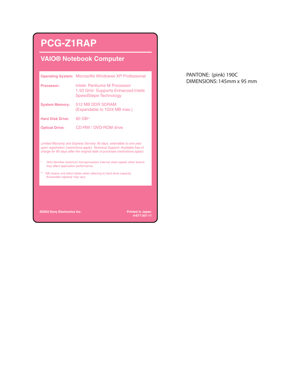 Pcg-z1rap | Sony PCG-Z1RA User Manual | Page 2 / 2