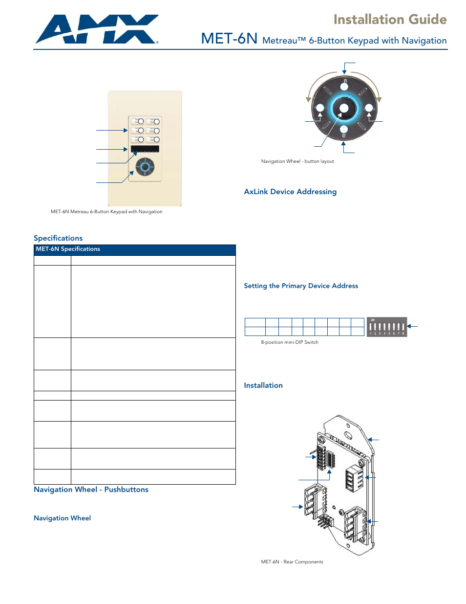 AMX MET-6N User Manual | 2 pages