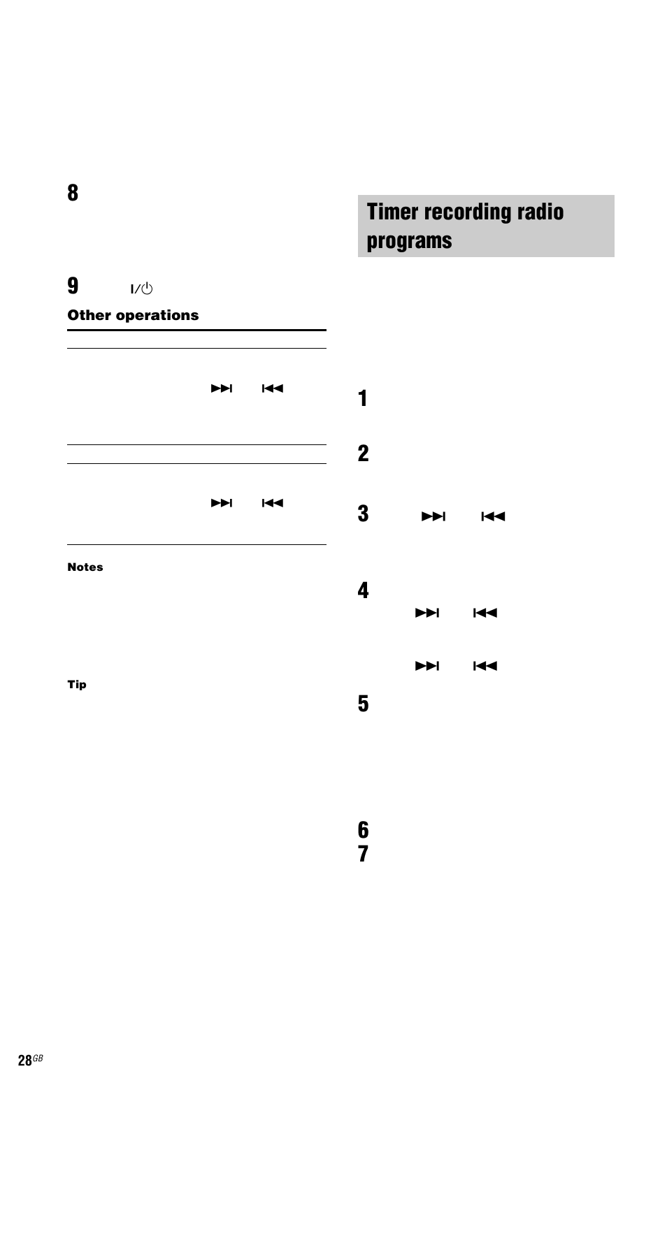 Timer recording radio programs | Sony MHC-GX9000 User Manual | Page 28 / 48