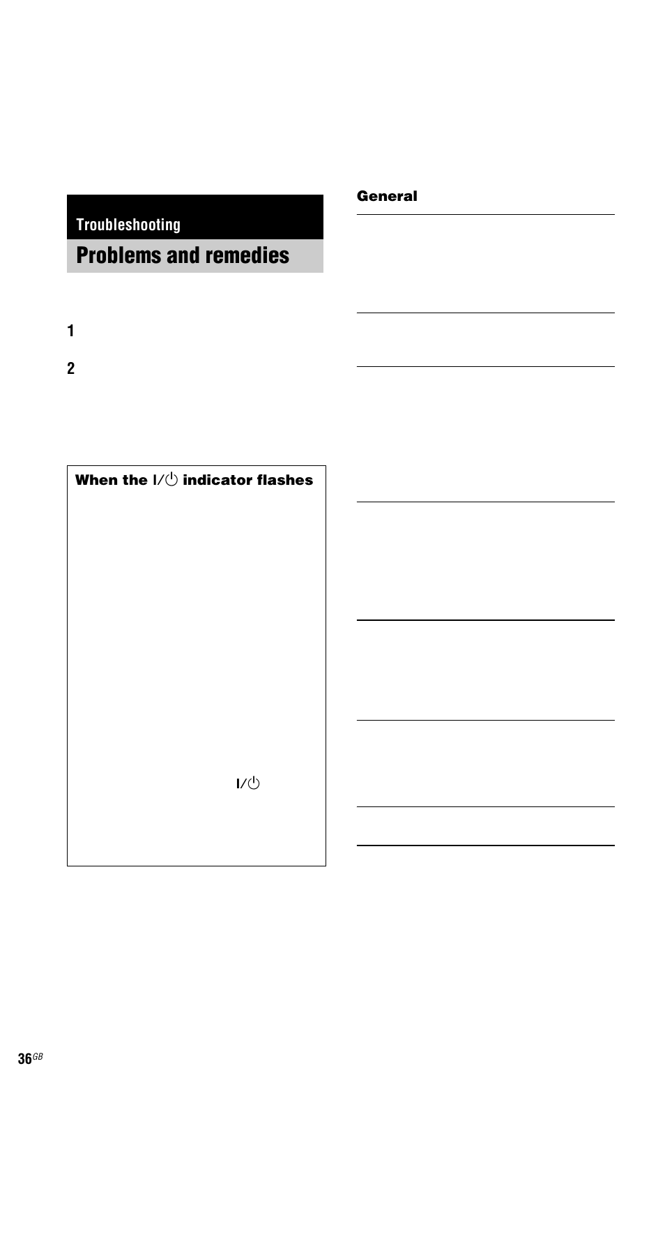 Troubleshooting, Problems and remedies | Sony MHC-GX9000 User Manual | Page 36 / 48