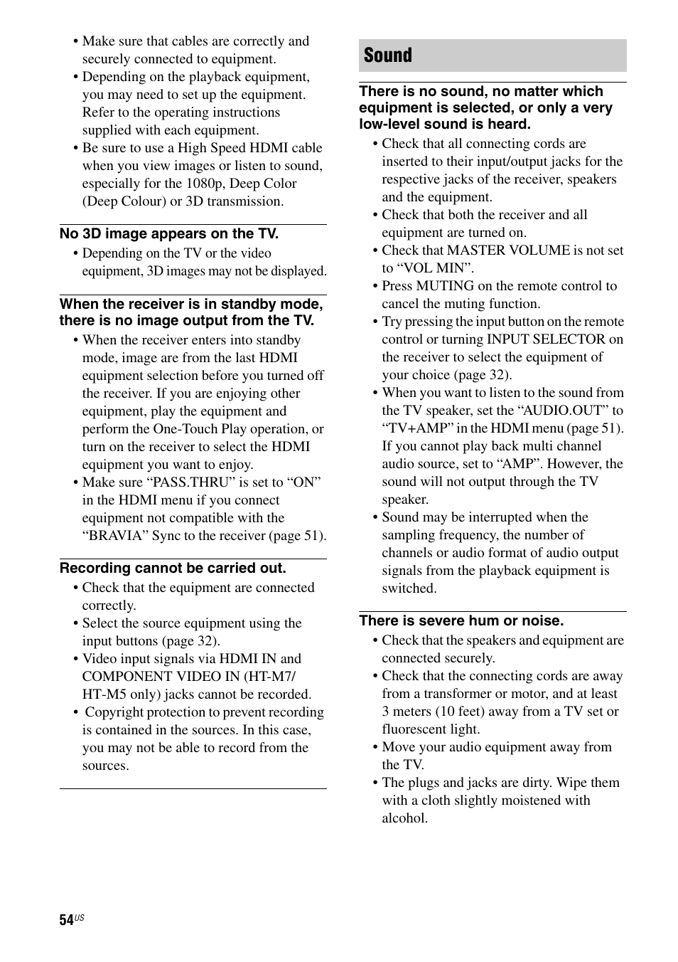 Sound | Sony HT-M5 User Manual | Page 54 / 128