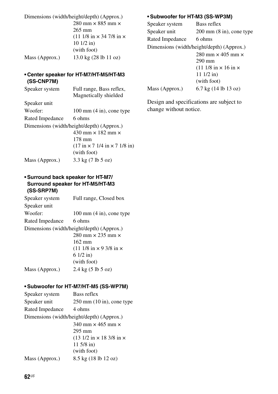 Sony HT-M5 User Manual | Page 62 / 128