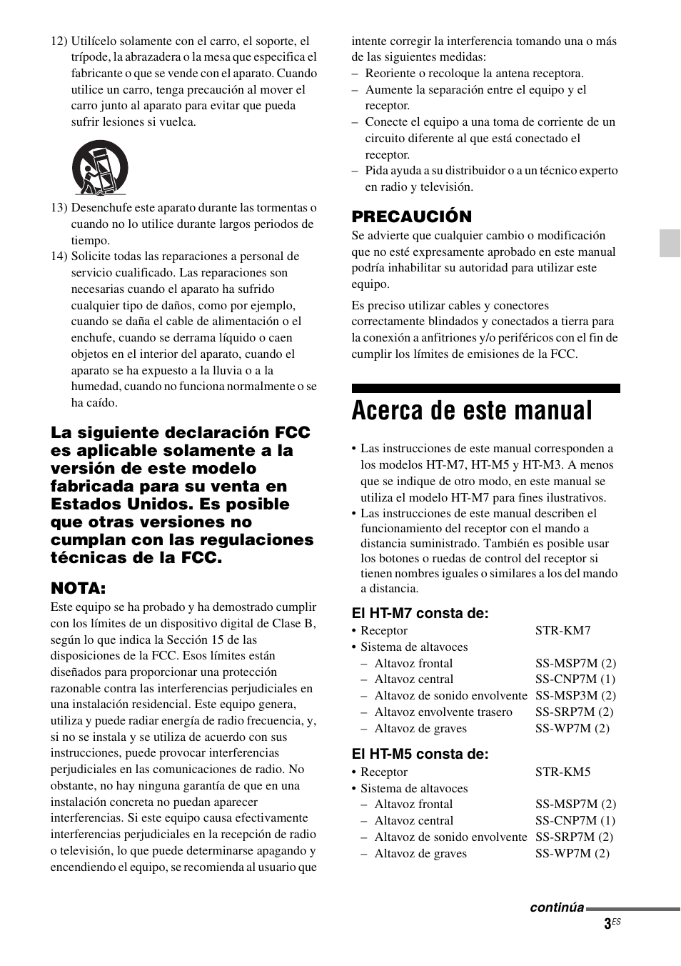 Acerca de este manual, Precaución | Sony HT-M5 User Manual | Page 65 / 128