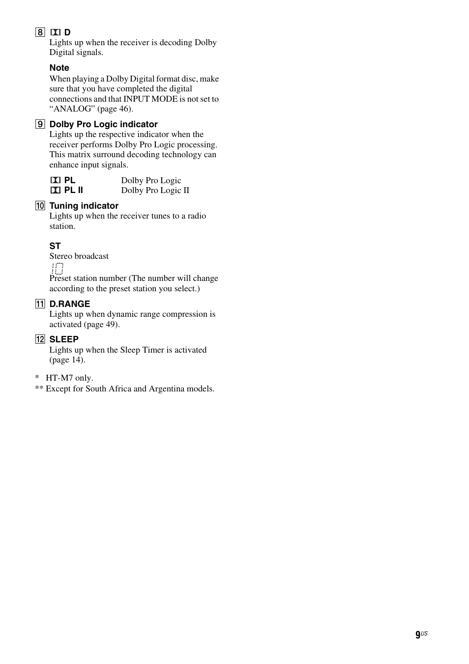 Sony HT-M5 User Manual | Page 9 / 128