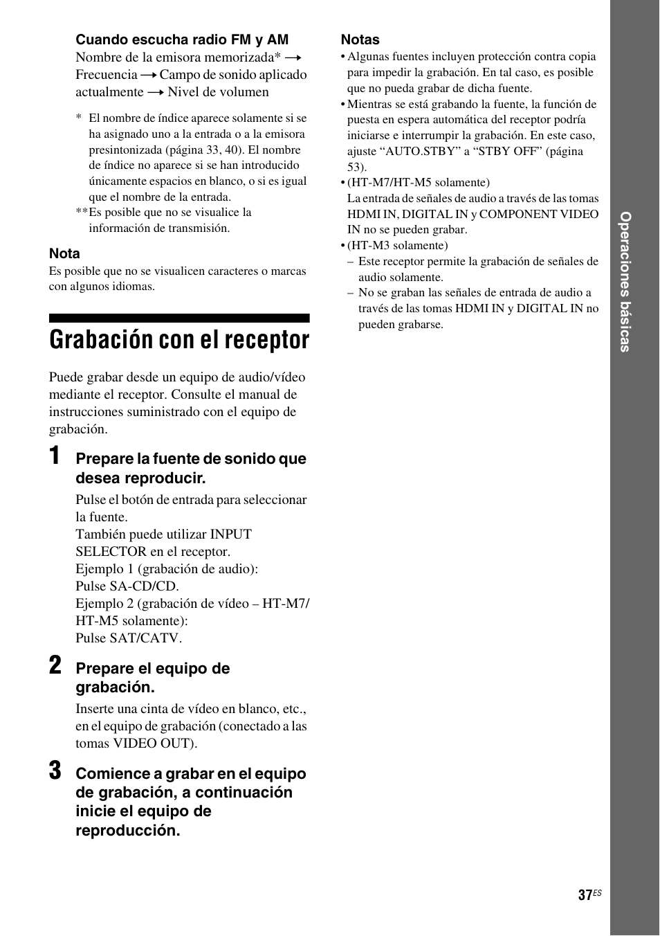 Grabación con el receptor | Sony HT-M5 User Manual | Page 99 / 128