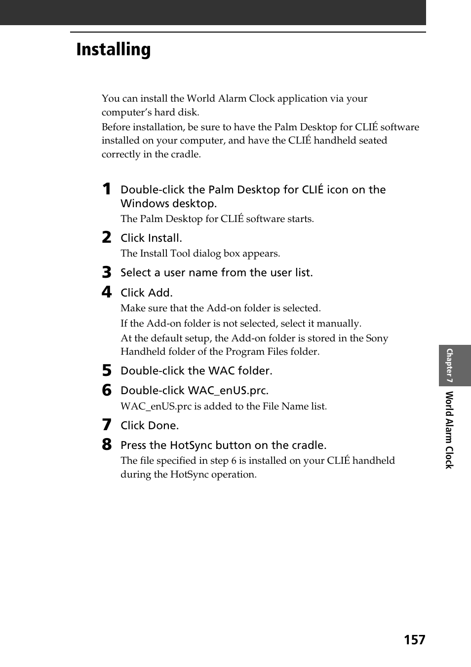 Installing | Sony PEG-NR70V User Manual | Page 157 / 212