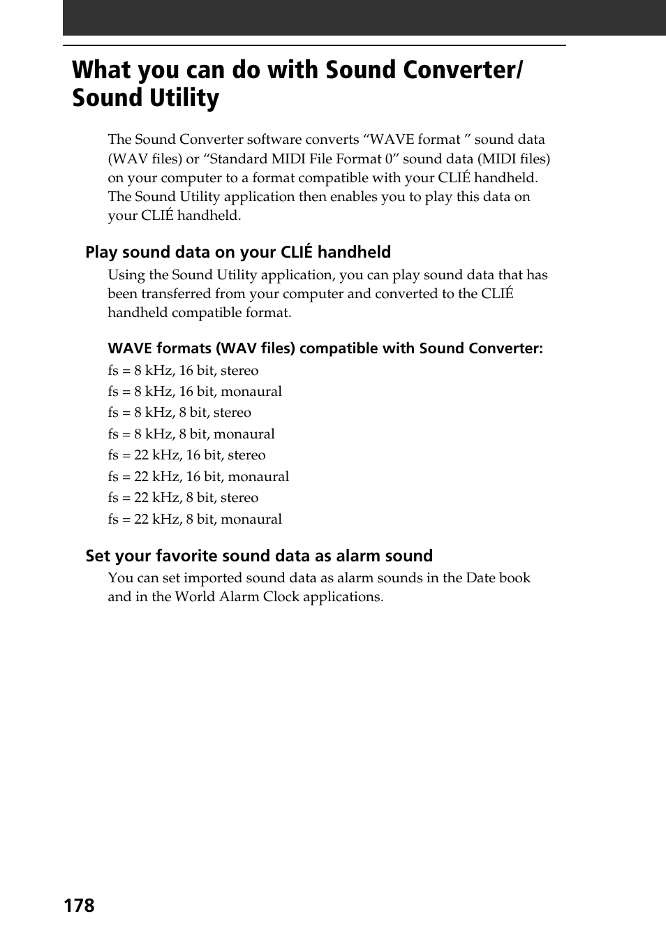What you can do with sound converter/sound utility | Sony PEG-NR70V User Manual | Page 178 / 212