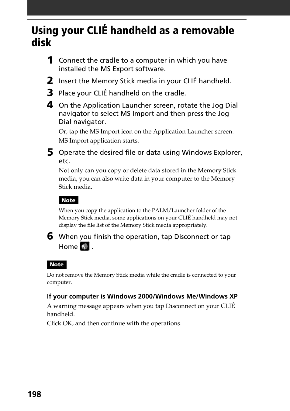 Using your clié handheld as a removable disk | Sony PEG-NR70V User Manual | Page 198 / 212
