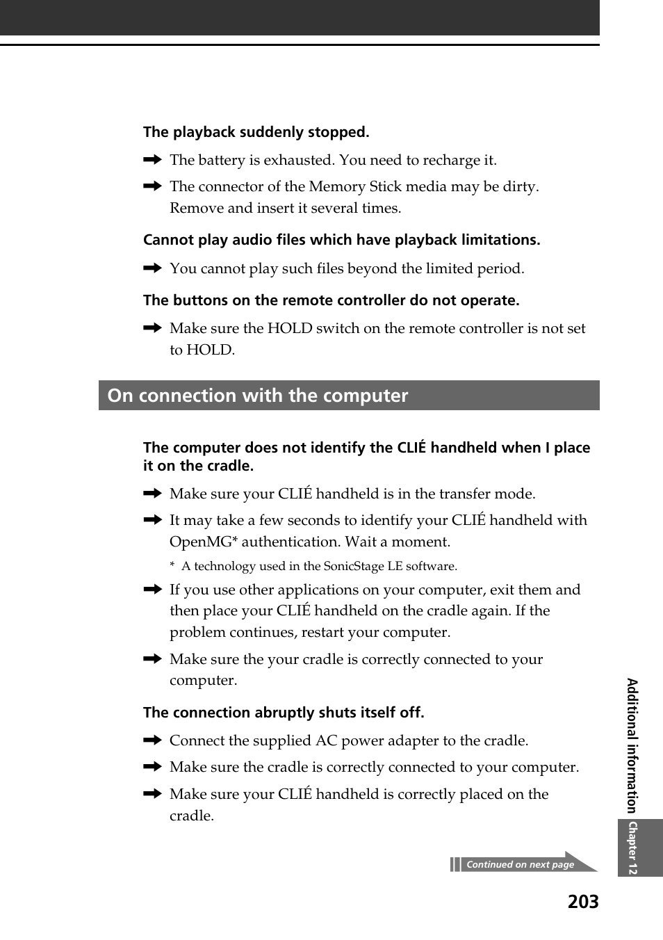 On connection with the computer, On connection with the computer . 203 | Sony PEG-NR70V User Manual | Page 203 / 212