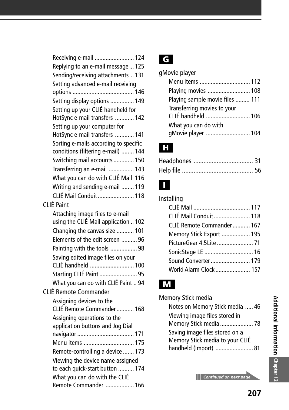 Sony PEG-NR70V User Manual | Page 207 / 212