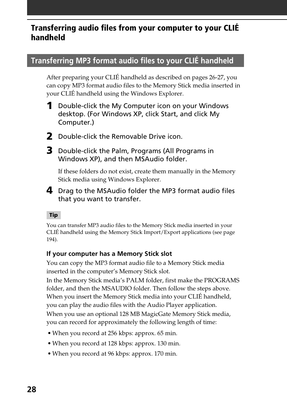 Sony PEG-NR70V User Manual | Page 28 / 212