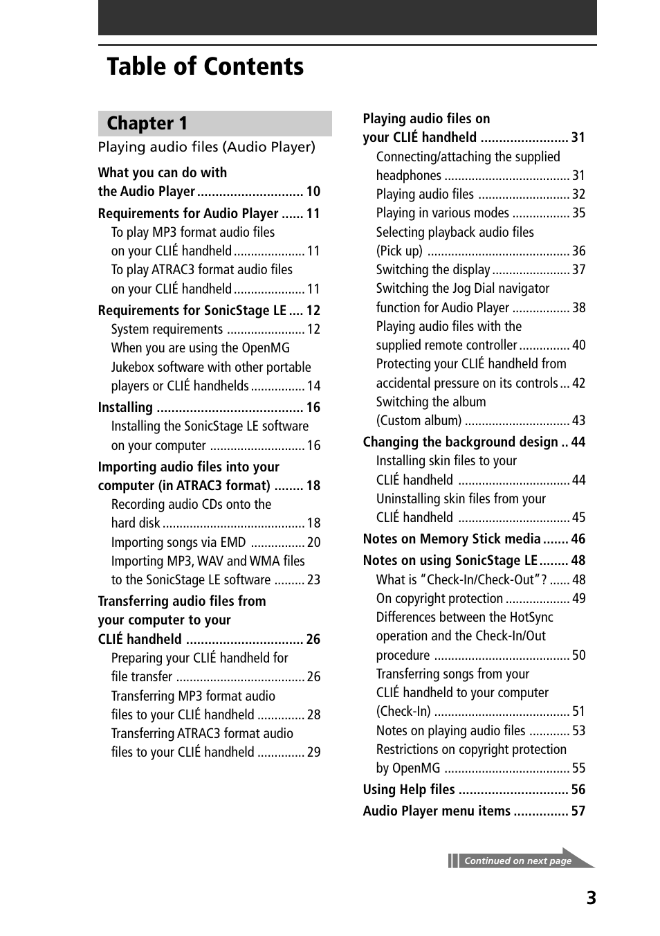 Sony PEG-NR70V User Manual | Page 3 / 212