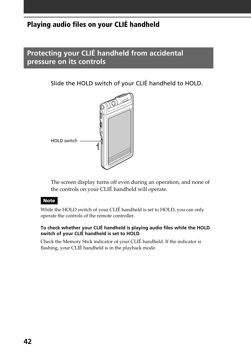 Playing audio files on your clié handheld | Sony PEG-NR70V User Manual | Page 42 / 212