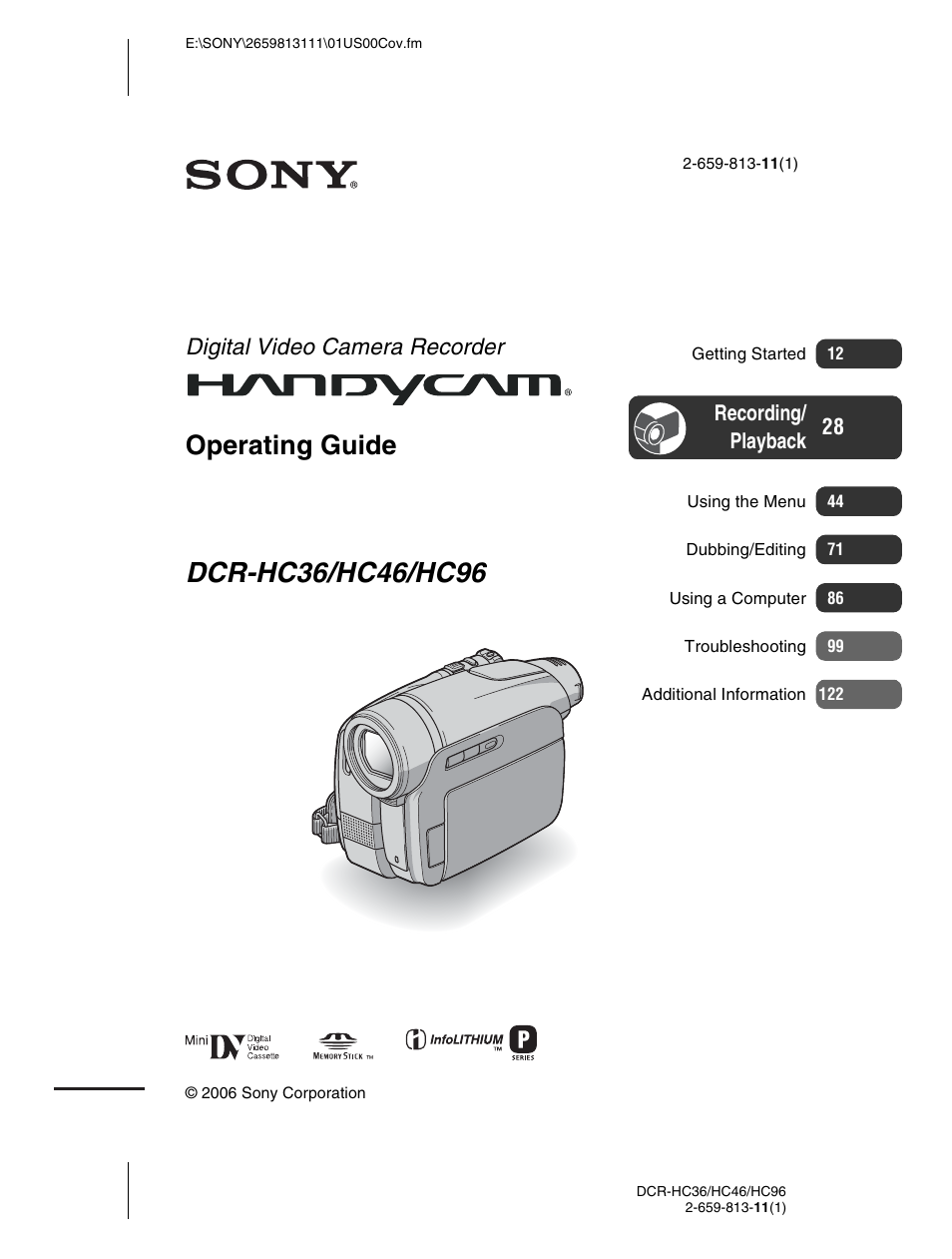 Sony DCR-HC36 User Manual | 140 pages