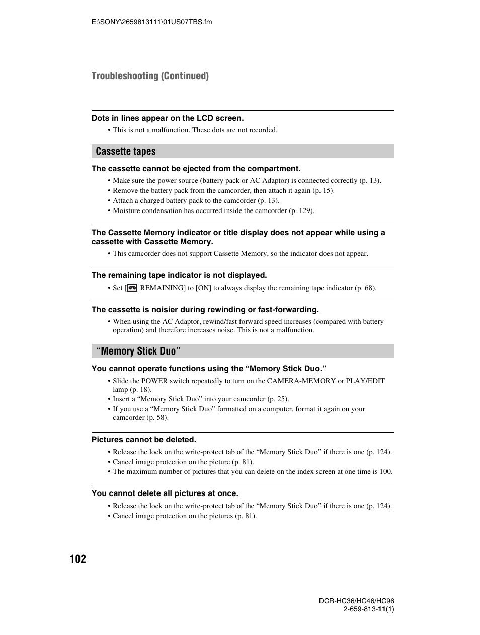 Sony DCR-HC36 User Manual | Page 102 / 140
