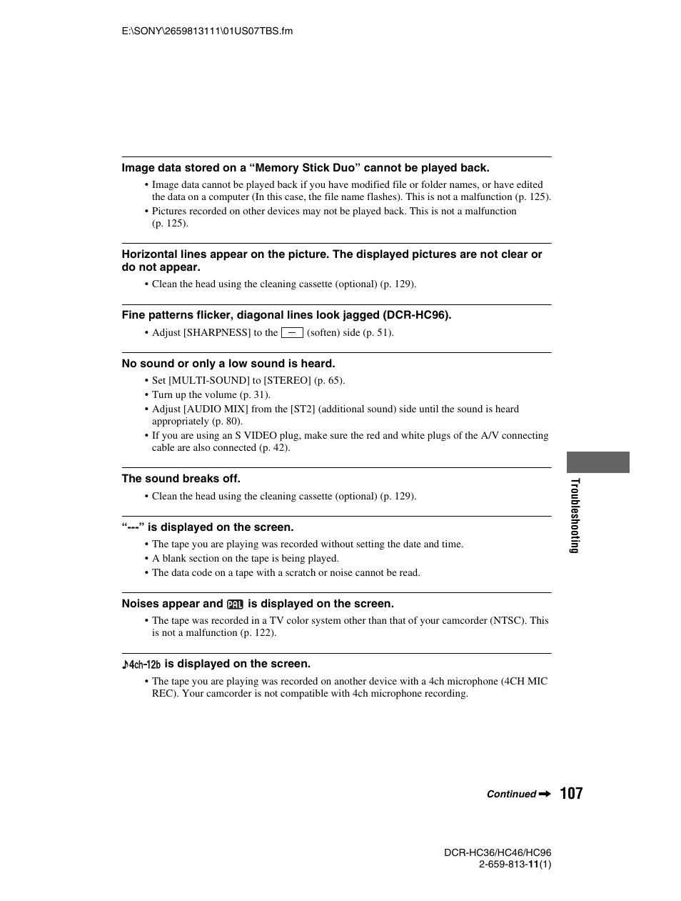 Sony DCR-HC36 User Manual | Page 107 / 140