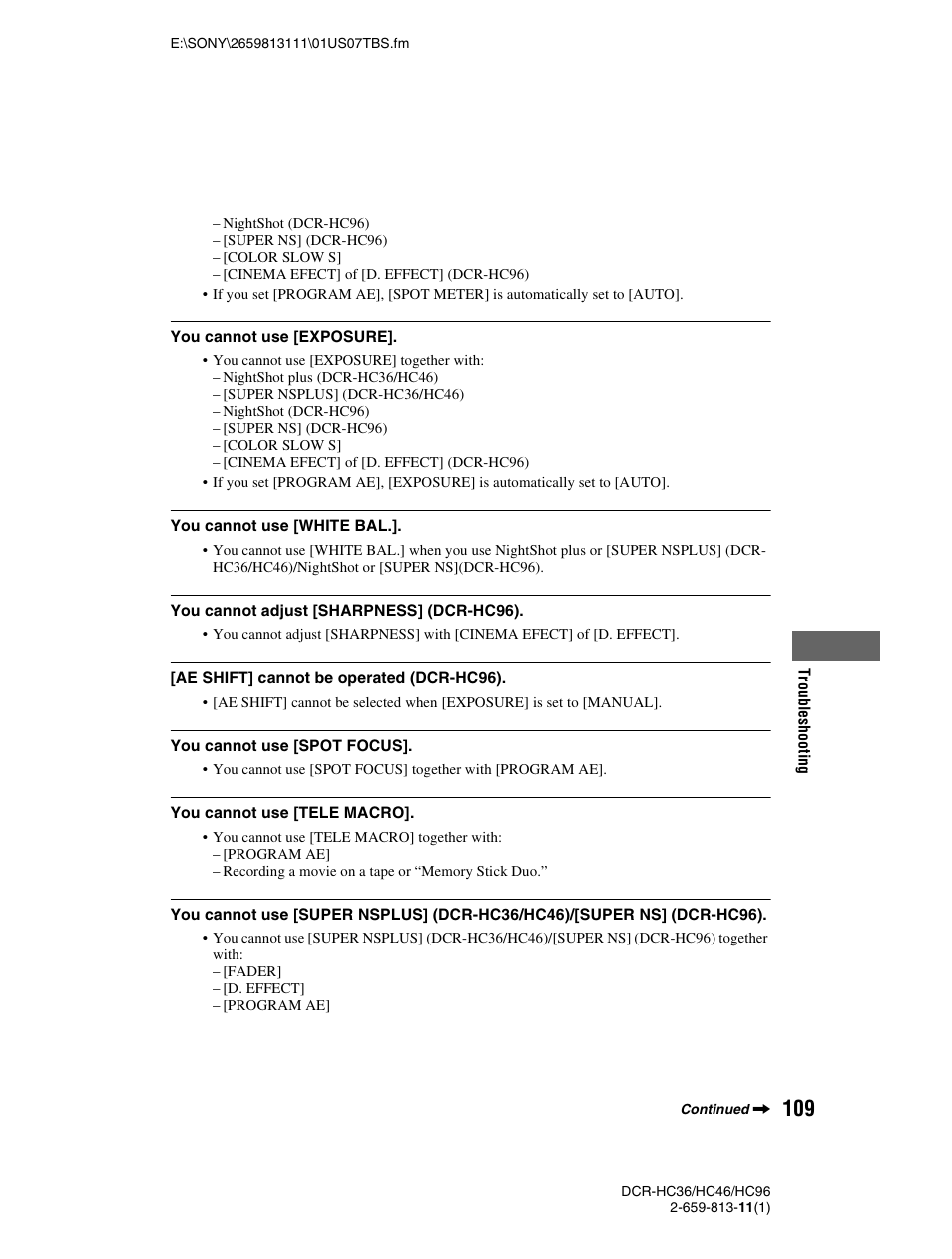 Sony DCR-HC36 User Manual | Page 109 / 140