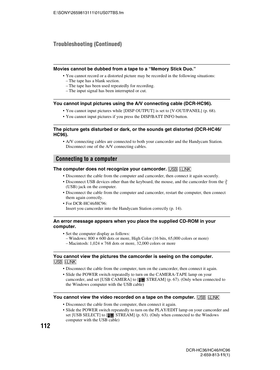 Sony DCR-HC36 User Manual | Page 112 / 140