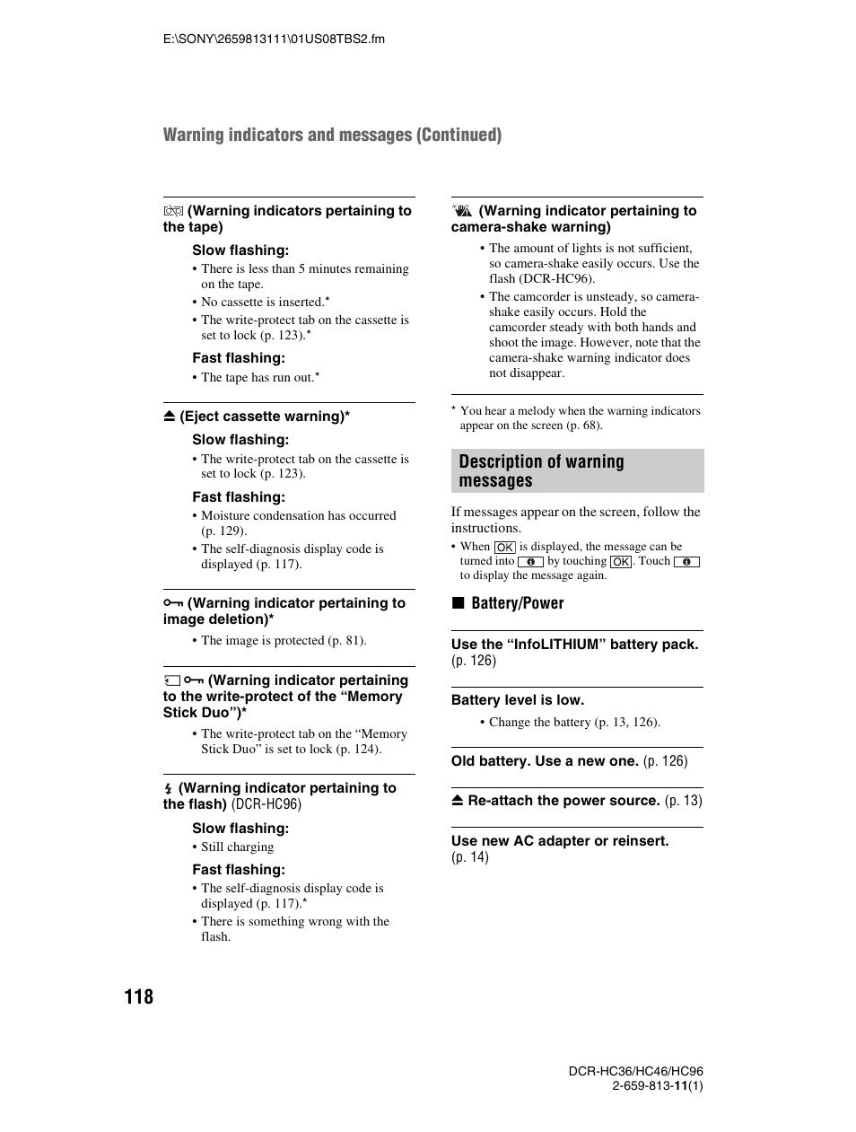 S (p. 118 | Sony DCR-HC36 User Manual | Page 118 / 140