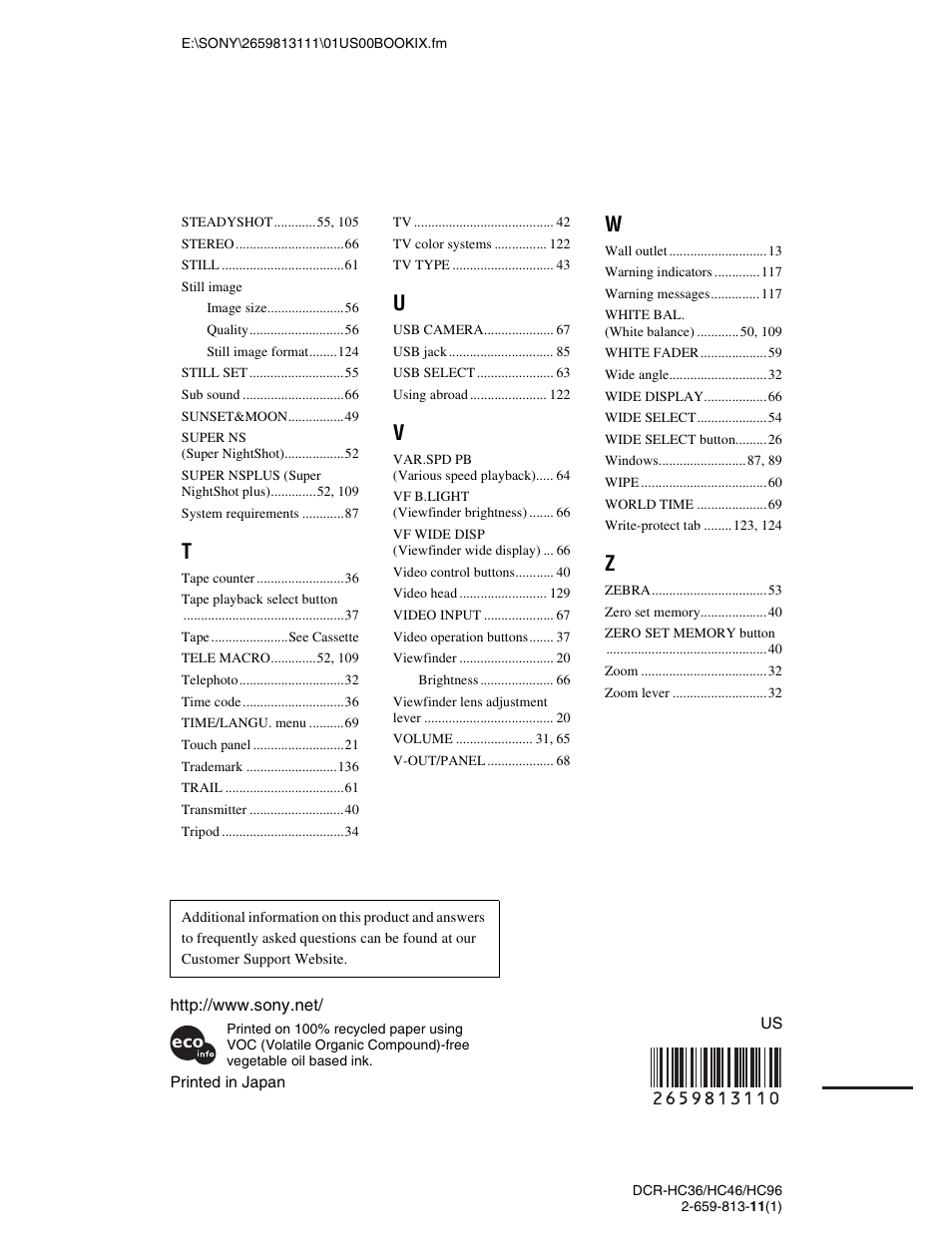 Sony DCR-HC36 User Manual | Page 140 / 140