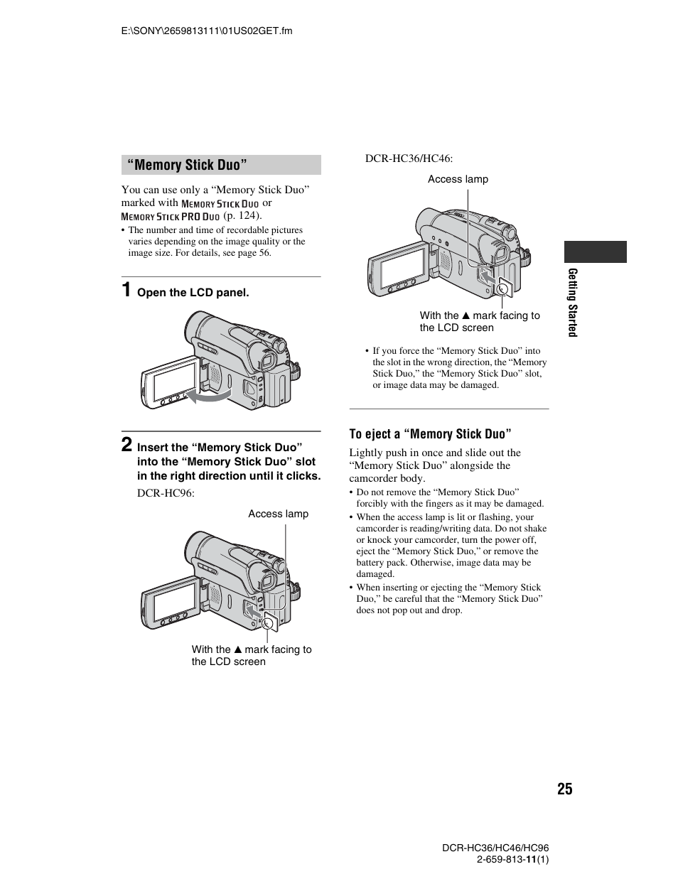 Sony DCR-HC36 User Manual | Page 25 / 140