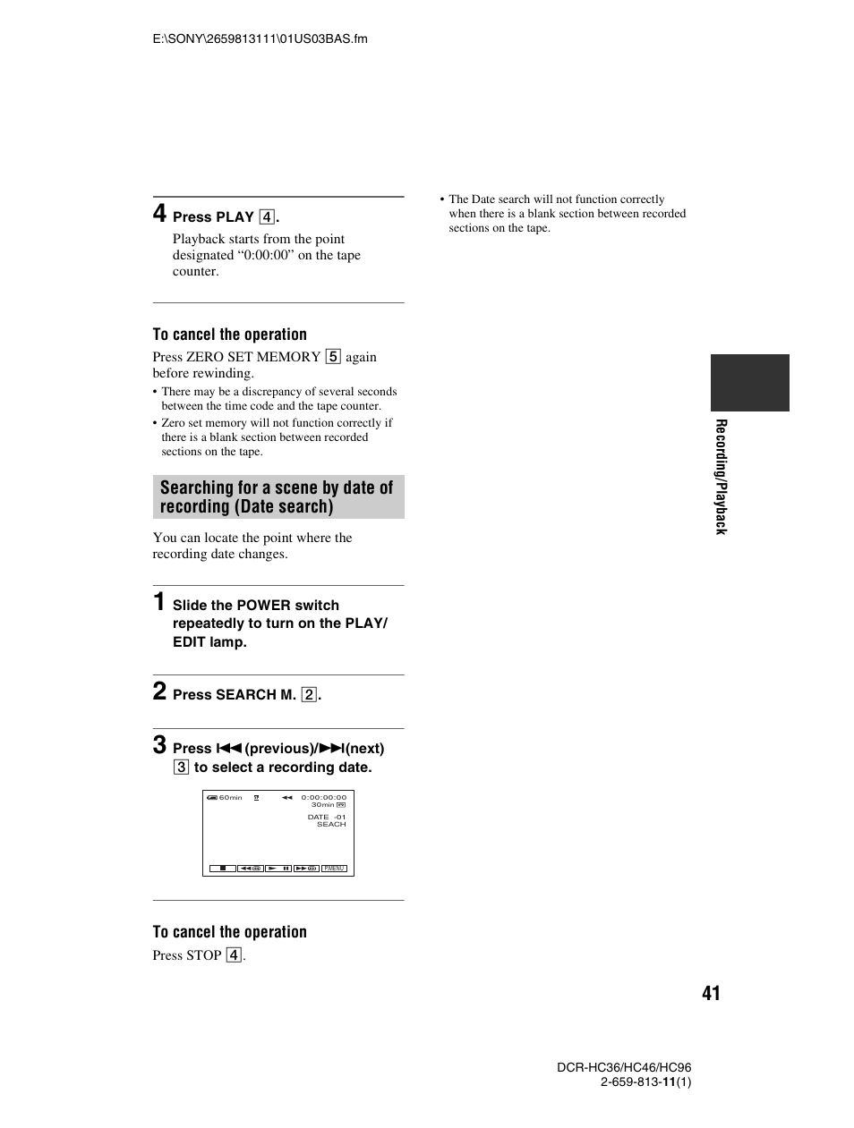 P. 41) | Sony DCR-HC36 User Manual | Page 41 / 140