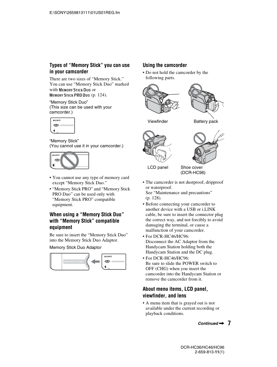 Sony DCR-HC36 User Manual | Page 7 / 140